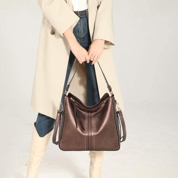 New GLA Leather Shoulder Bag-Bronze